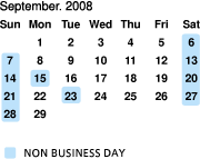 2008年9月の営業日